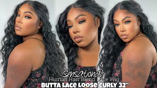 Sensationnel Human Hair Blend Hd Lace Front Wig Butta Lace Loose Curly 32" | Ft. Samsbeauty