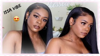 Bomb Blue Black Madness| Straight Lace Frontal Wig Ft. Unice Hair| Francine Hughley