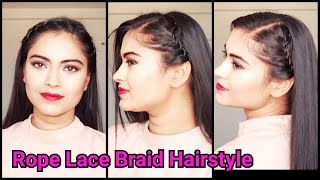 Everyday Easy Indian Hairstyles//Rope Lace Braid Hairstyle For Shoulder Length/Medium/Long Hair