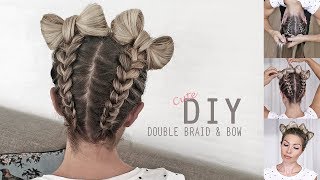 Cute Braid & Bow Style  How To: Braid Upside Down Into Double Hair Bows - Diy Tutorial