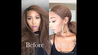 How To Get Kinky Straight Wig Into A Sleek Ponytail| Ft Elevatestyles