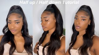 Half Up/Half Down Tutorial On Short Hair  (No Glue No Needle & Thread Needed) | Eva Williams