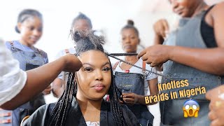 I Had 6 People Braid My Hair In Nigeria  (Knotless Braids)