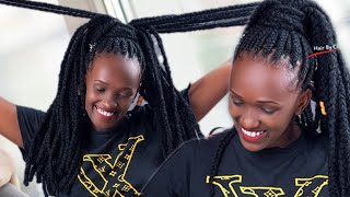 How To Do Long Box (Afro Kinky Braids) With 4C Hair | Weak Hairline Be Careful.