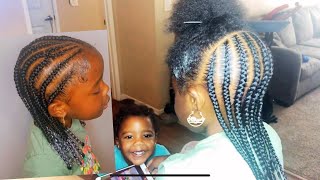 2 Layer Braids For Toddlers With Extension | Kids Feedin Braids |Cornrows For Kids Braids And Beads