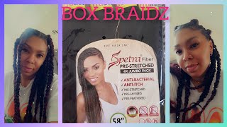 Jumbo Box Braids Using Spectra Fiber Itch Free Pre-Stretched Hair