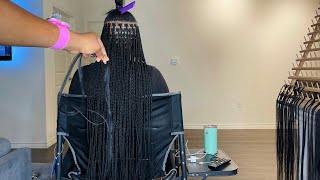 Extended Small Knotless Box Braids Tutorial #Watchmework