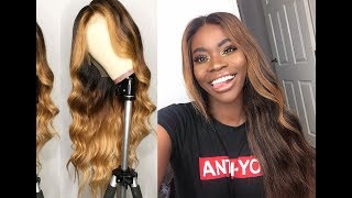 Aliexpress Wig | Lace Front Ombre Blonde Highlights Wig | 26 Inch Wig