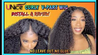 No Leave Out! No Glue! No Lace! Unice Hair Curly V-Part Wig Review And Install | 2 Easy Methods