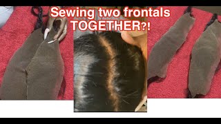 Sewing Two Frontal Closures Together To Make Diy Large 13X6 Frontal