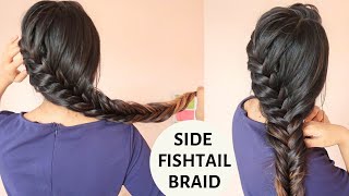 Easy Side Fishtail Braid Hairstyle /Braid Hairstyle Foe Medium To Long Hair