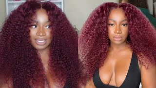 This Burgundy 99J Curly Lace Closure Wig Is The Easiest Way To Transform Your Look! Ft,. Nadula Hair