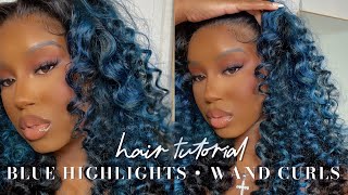 Easy Hair Tutorial: Blue Highlights + Wand Curls (Beginner Friendly) | Asteria Hair