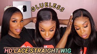 Invisible Hd Lace Wig Straight Flat Wig Install - Realistic Wig You Don'T Have To Glue Down