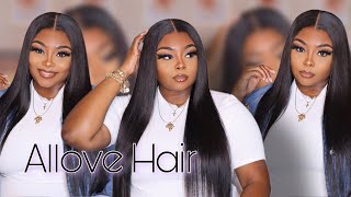 Long 30Inch Soft Straight Undetectable Hd Lace Front Wig Ft Allove Hair