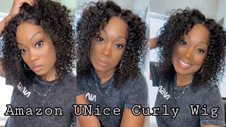Amazon Unice Curly Hair Wig Review | How To Bleach Knots | Brazilian Human Hair Wig
