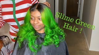 Ombre Slime Green Hair ! | Green Sew In | 613 Hair #Greenhair #Sewin #Ombre #Memphis