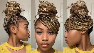 Easy Knotless Braid Top Bun | How To | With Bang | Detailed | Bella Rings