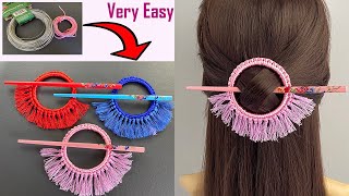   Diy Macrame Tassel Circle Barrette Hair Pin, Bun Pin, Hair Clip, Hair Stick, Hair Slide Hair Grip