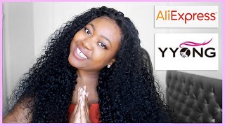 Best Curly Aliexpress Hair Period. Yyong Brazilian Kinky Curly Bundles Closure Wig Review