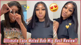 Honest Review She Installed Our Hd Lace Bob Wig | Silky Straight Hair Ft. #Elfinhair Review