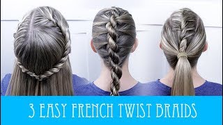 3 Easy French Rope Twist Braid Hairstyles!