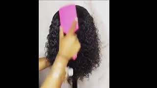 180 Density 4X4 Closure Short Bob Wig Kinky Curly Pre Plucked Cheap Remy Glueless Human Hair Lace
