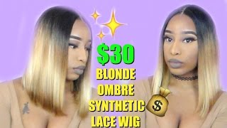 *Synthetic Wig* $30 Cheap Blonde Ombre Bob | (Worth Your Money?) | Blue Sky 007