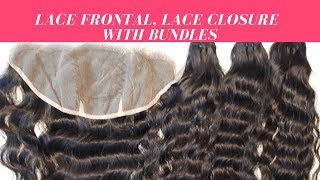 Lace Frontal/Lace Closure With Bundles: Natural Deep Wavy Hair