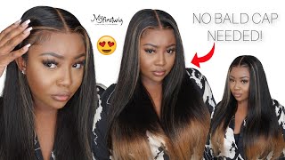 No Bald Cap Method Needed!  Touchedbyaye Blonde Ombre Straight Lace Front Wig Install | Myfirstwig