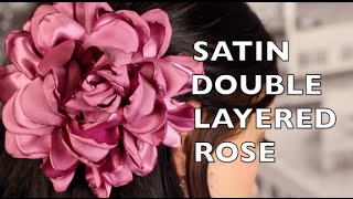 Fabric Hair Flower Tutorial | Satin Double Ruffled Rose | Diy