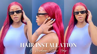 Fire Red Hair Installation | Bald Cap Method For The First Time Ft. Modern Show Hair