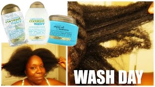 4C Hair Wash Day Ogx Coconut Water & Argan Oil Products #Washday