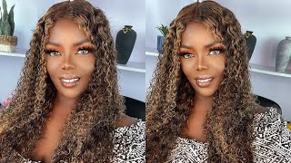 Best & Affordable Curly Highlight Lace Frontal Wig Install & Style | Ft. Amazon Beauty Forever Hair