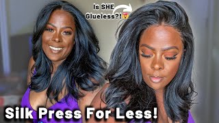 Silk Press For Less! || Affordable Natural Wig || No Baby Hair  || Outre Melted Hairline Karmina