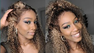 "Wooooh  Perfect Curly Ombre Blonde Highlight Wig (Must Have) Ft Amazon Unicehair