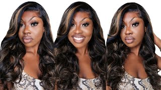 Trendy*  24" Highlighted Balayage Frontal Wig For Woc | (Beginner Friendly)Install | Ft.Mslynn