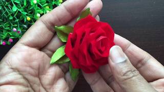 Rose! How To Make A Ribbon Rose! Velvet Flower! Hair Clip! Diy Valentine Rose! Gifts For Her!