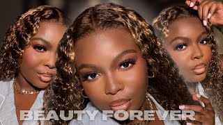 This Wig Is Giving Beyonce | Curly Honey Blonde Full Lace Wig Install Ft. Beauty Forever Hair