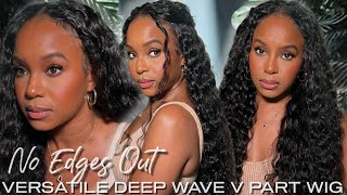 No Edges Out, No Lace! Best Versatile Deep Wave V Part Wig Install! Unice Hair | Alwaysameera