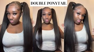 Using Clip Ins Bundles For High Double Ponytail Install Natural Hair Extension #Elfinhair