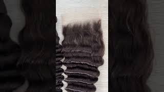 Deep Wave Bundles With 5X5 Transparent Lace Closure In Stock Ready To Ship 10A Quality