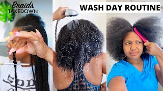 Curly Natural Hair Wash Day Routine 2022 + Braids Takedown *Start To Finish*