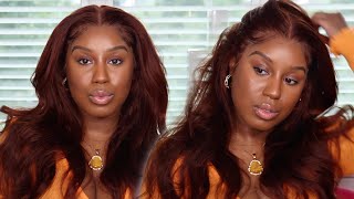 Omg!! This Color! Affordable Auburn Kinky Straight Lace Wig + Detailed| Klaiyi Hair