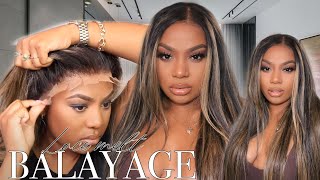 Pre-Colored Balayage Bombshell Transparent Lace Wig Install!Ft. Arabella