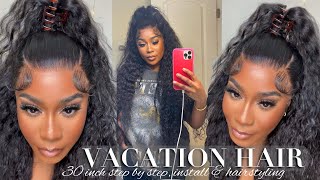 You Need This 30" Water Wave Wig | Slick 2 Parts Half Up & Down + Install Ft Asteria Hair