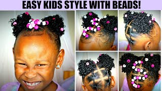 Easy Style With Beads | Kids Natural Hair Care | African American Kids Hair