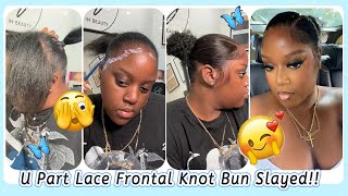 Scalp Giving Lace Frontal Knot Bun Moment Hair Tutorial To Do Bun On Short Natural Hair #Elfinhair