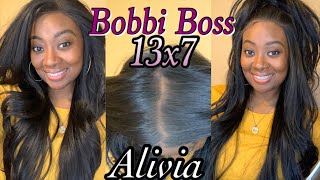 Bobbi Boss Human Hair Blend Glueless 13X7 Lace Frontal Wig Mblf001 Alivia