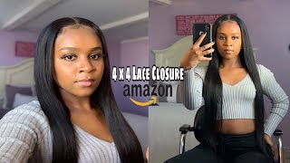 Cheap 4X4 Lace Closure From Amazon|| Dms Brazilian Straight Wave (Review)